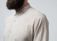 Patterned Button Up in Beige -UEB