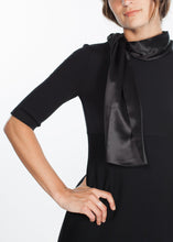 Tie Neck Wool Dress in Black -UEB