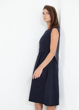Pleated Rita Dress in Dark Navy -UEB