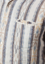 Linen Western Shirt in Beige/Blue -UEB