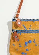 Ink Splatter Shoulder Bag in Mustard/Blue -UEB
